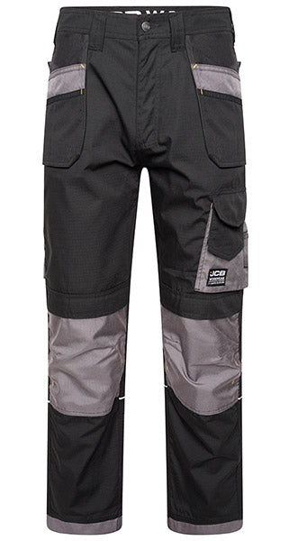 JCB WORKWEAR TRADE PLUS RIP STOP TROUSERS BLACK/GREY 40