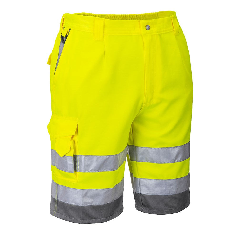 Portwest E043YGYXXL -  sz 2XL Hi-Vis Poly-cotton Shorts - Yellow/Grey
