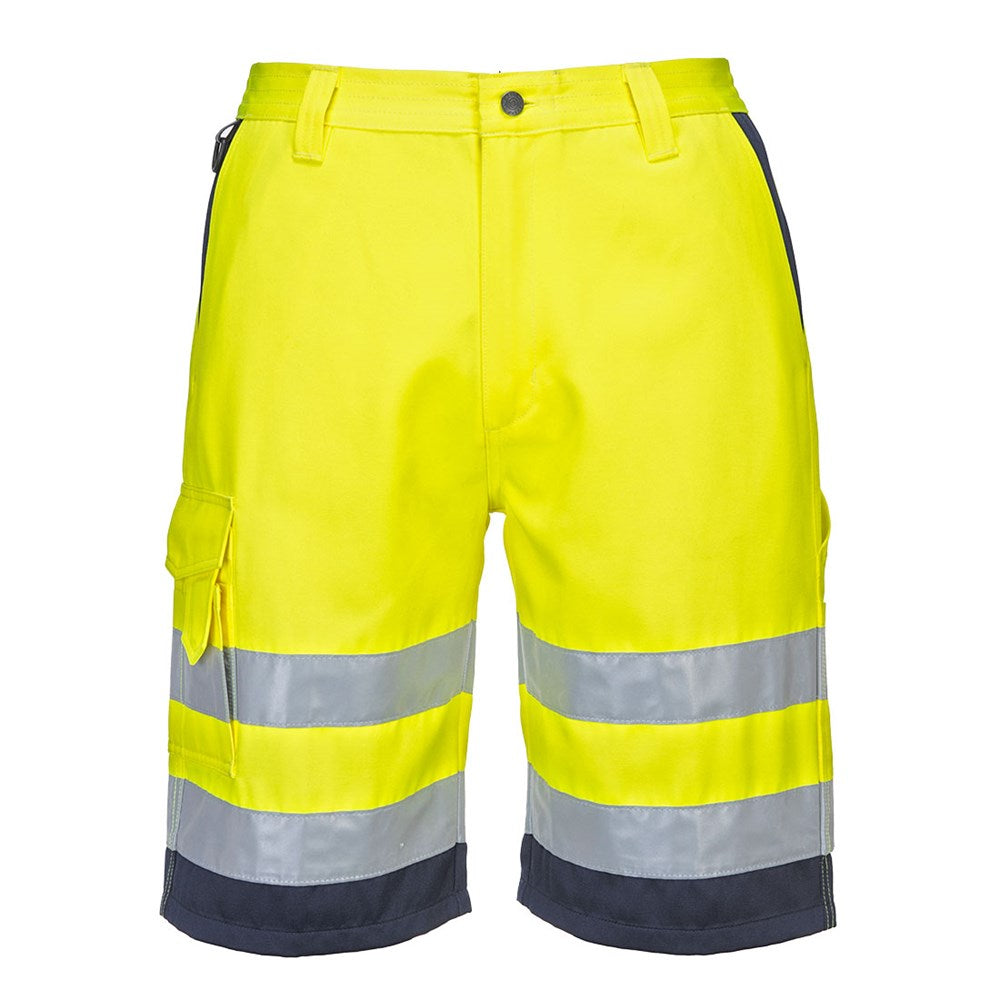 Portwest E043YNRM -  sz M Hi-Vis Poly-cotton Shorts - Yellow/Navy