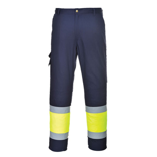 Portwest E049YNRL -  sz L Hi-Vis Two Tone Combat Trousers - Yellow/Navy