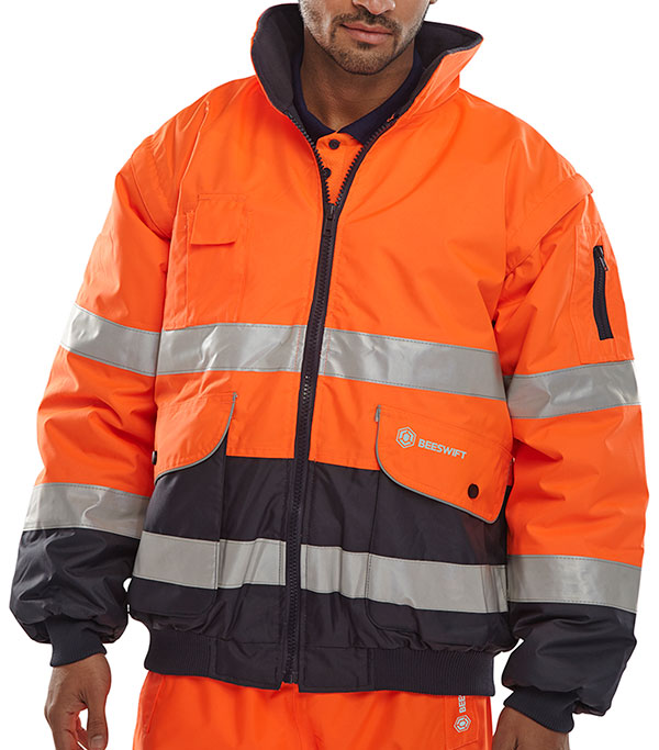 BEESWIFT TWO-TONE HI-VIS EUROPA BOMBER JACKET ORANGE / NAVY XXXL