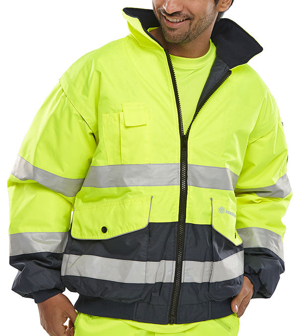 BEESWIFT TWO-TONE HI-VIS EUROPA BOMBER JACKET SATURN YELLOW / NAVY XXXXL