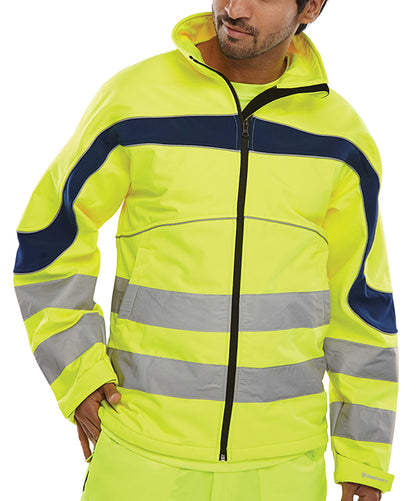 BEESWIFT ETON HI-VIS SOFT SHELL JACKET SATURN YELLOW / NAVY L