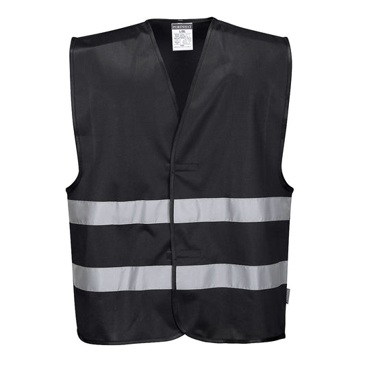 Portwest F474 - Black Sz L/XL Hi-Vis Iona Safety Vest Visibility Reflective