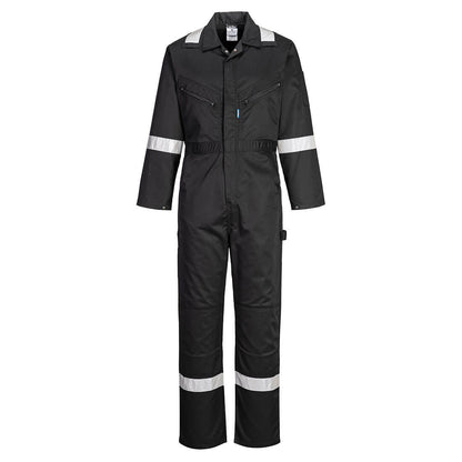 Portwest F813 - Black Sz XXL Iona Coverall Boiler Suit Hi Vis Bands