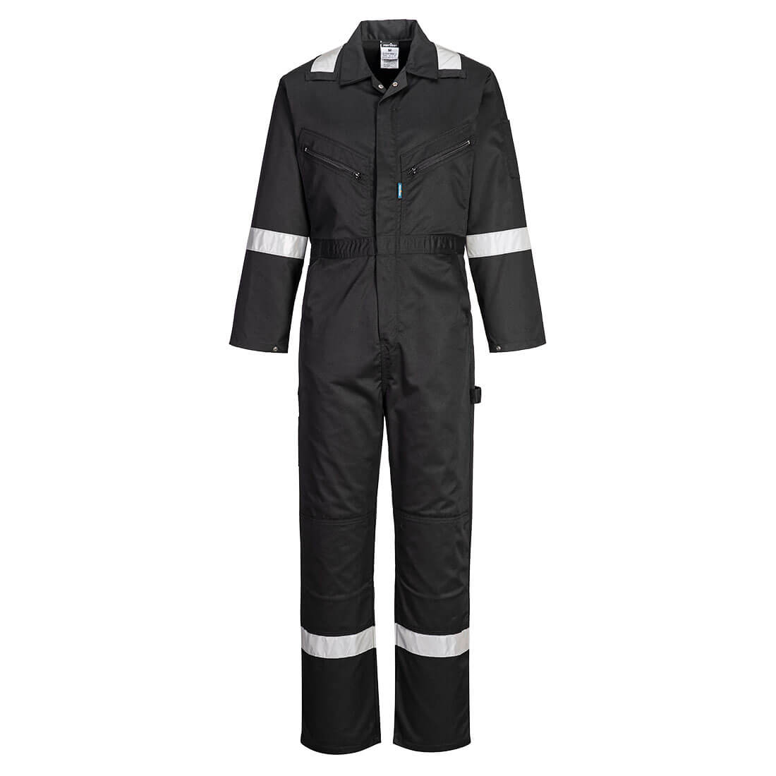 Portwest F813 - Black Sz L Iona Coverall Boiler Suit Hi Vis Bands