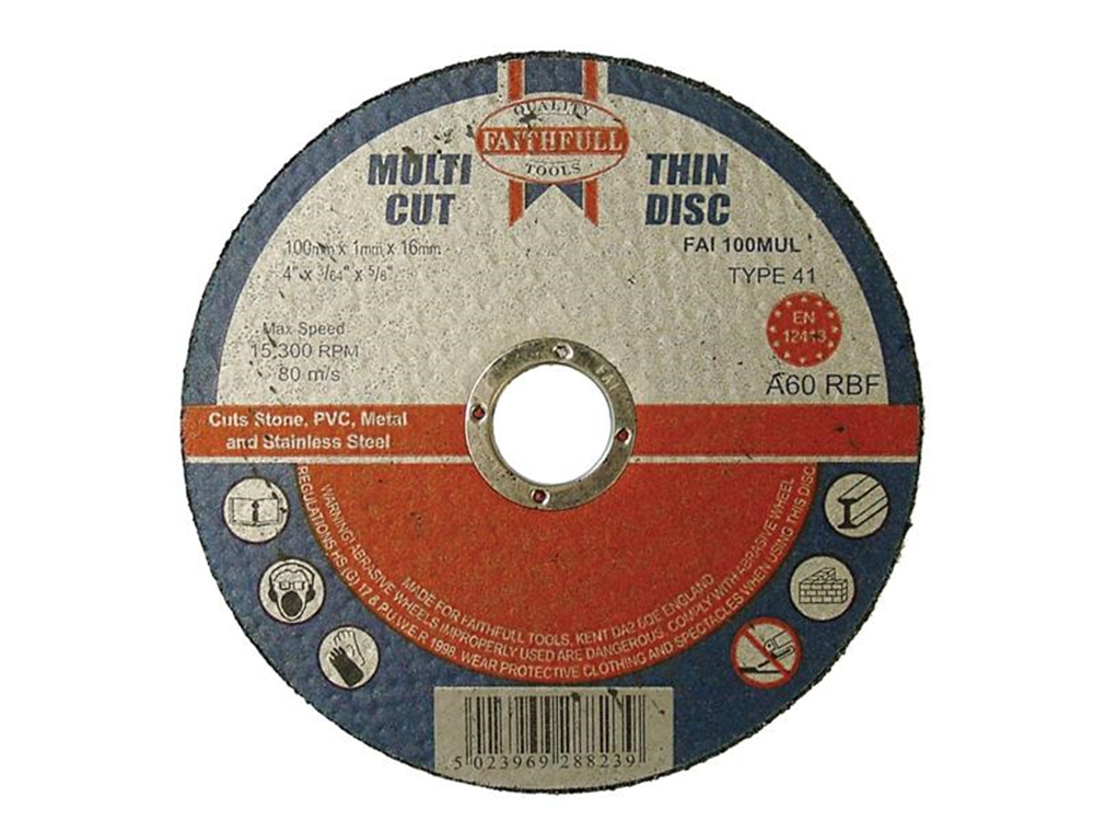 Faithfull FAI10010MUL Multi-Purpose Cutting Discs 100 x 1.0 x 16mm (Pack of 10) |