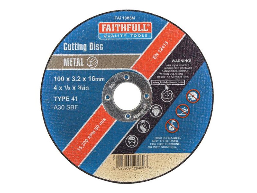 Faithfull FAI1003M Metal Cut Off Disc 100 x 3.2 x 16mm |