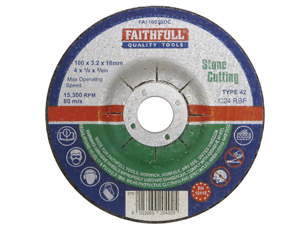 Faithfull FAI1003SDC Depressed Centre Stone Cut Off Disc 100 x 3.2 x 16mm |