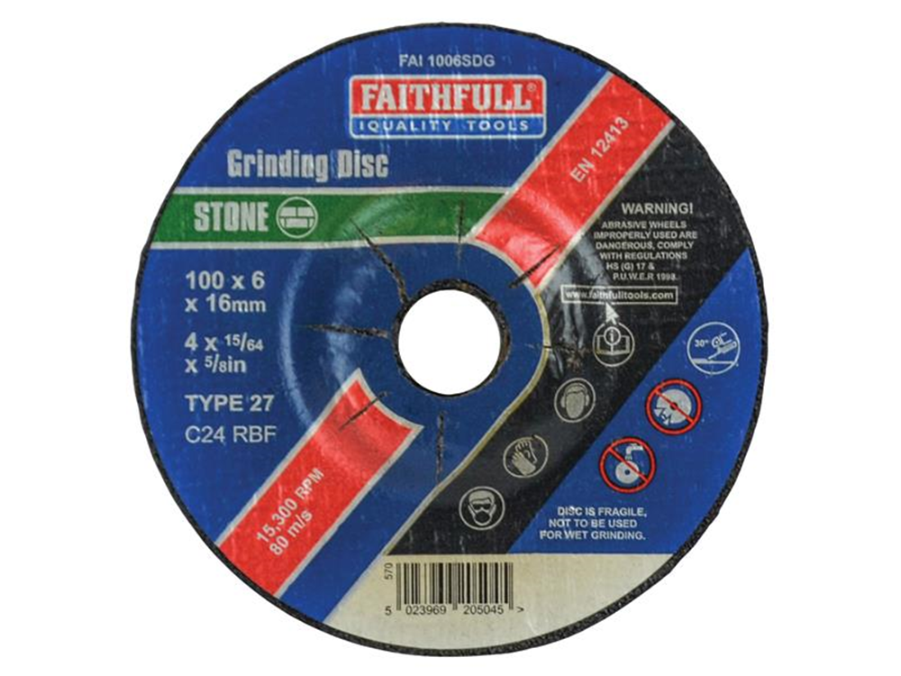 Faithfull FAI1006SDG Depressed Centre Stone Grinding Disc 100 x 6 x 16mm |