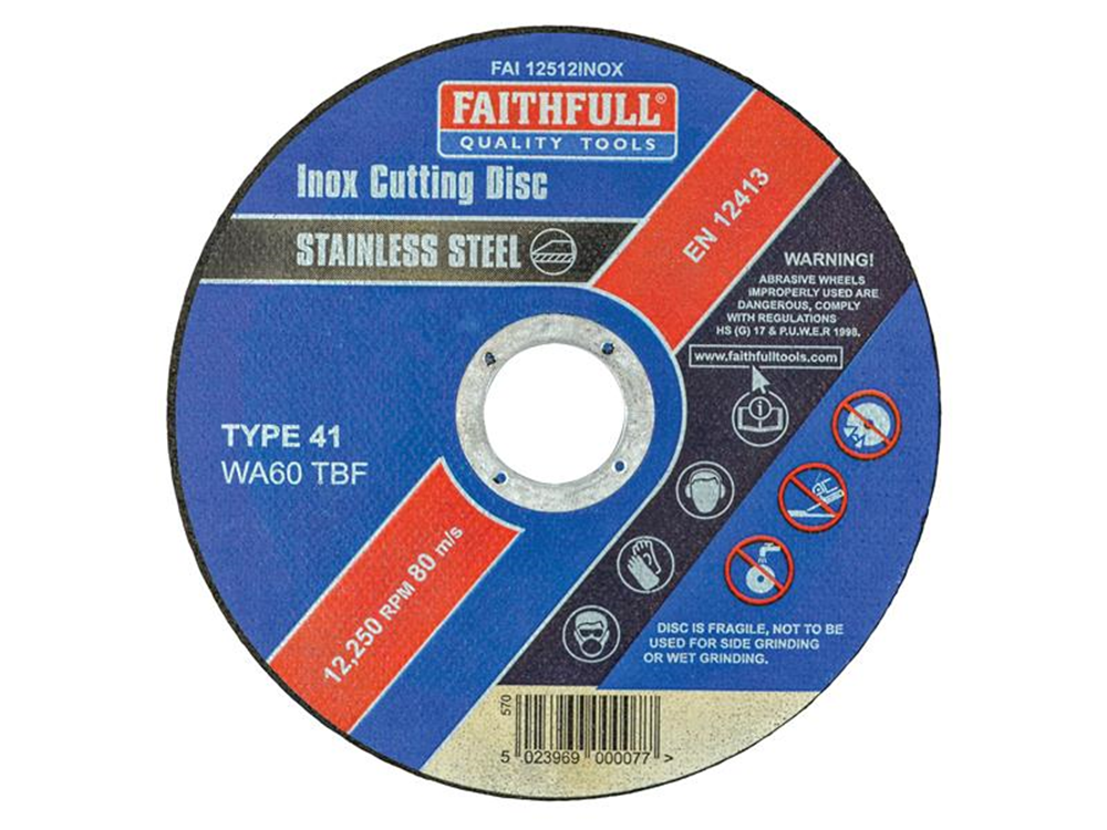 Faithfull FAI11512INOX Inox Cutting Disc 115 x 1.2 x 22.23mm |