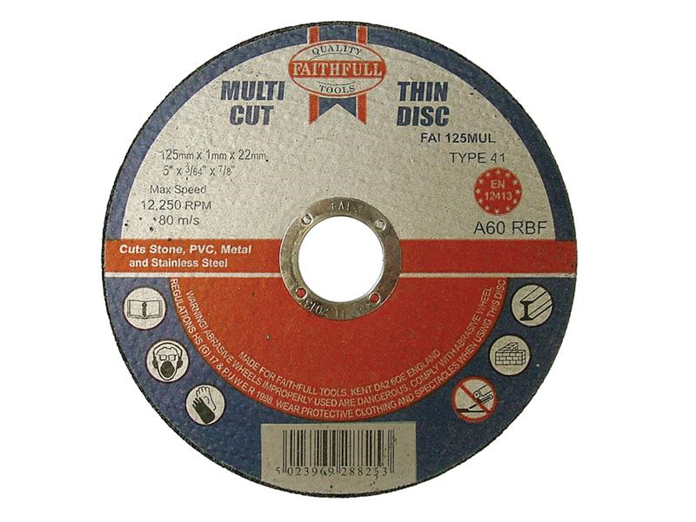 Faithfull FAI12510MUL Multi-Purpose Cutting Disc 125 x 1.0 x 22.23mm (Pack of 10) |
