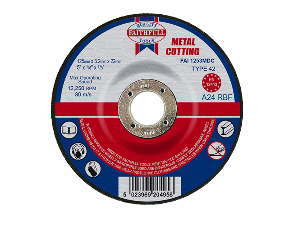 Faithfull FAI1253MDC Depressed Centre Metal Cutting Disc 125 x 3.2 x 22.23mm |
