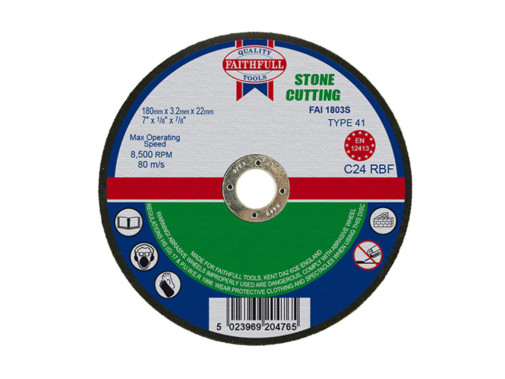 Faithfull FAI1803S Stone Cut Off Disc 180 x 3.2 x 22.23mm |