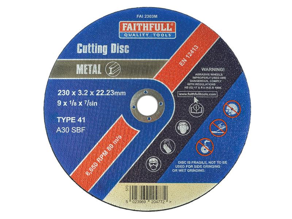Faithfull FAI2303M Metal Cut Off Disc 230 x 3.2 x 22.23mm |