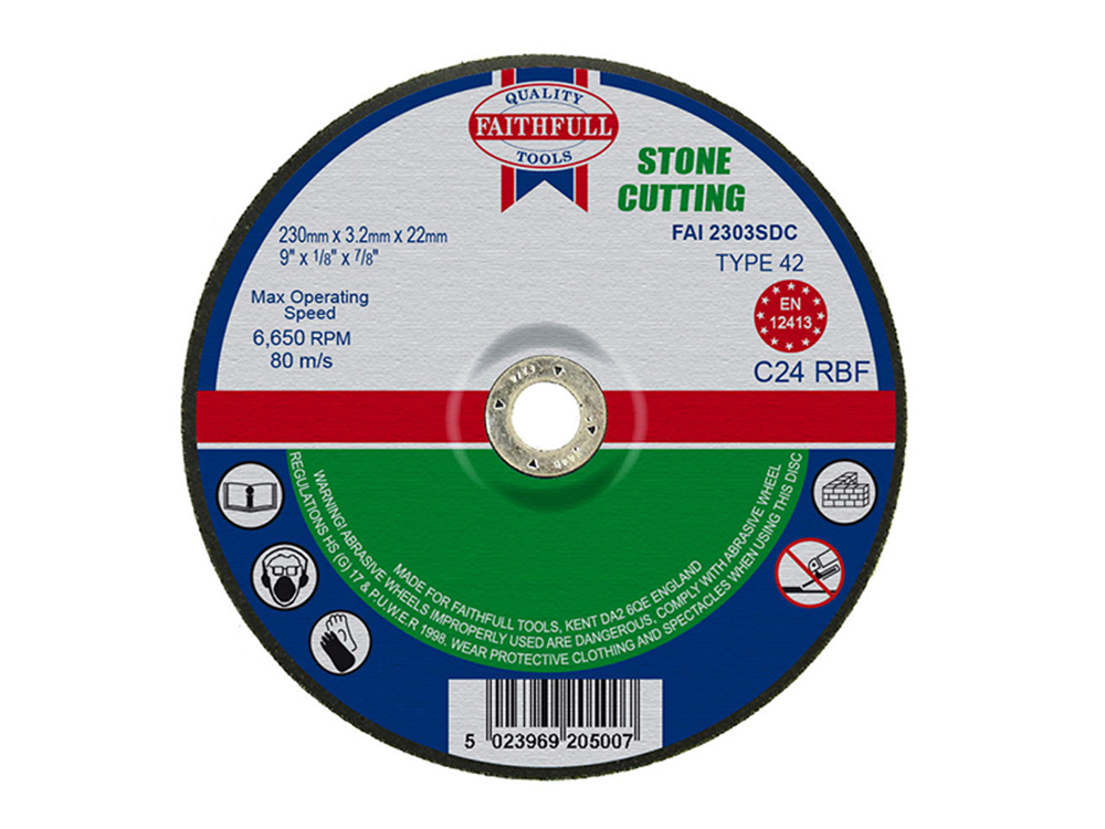 Faithfull FAI2303SDC Depressed Centre Stone Cutting Disc 230 x 3.2 x 22.23mm |