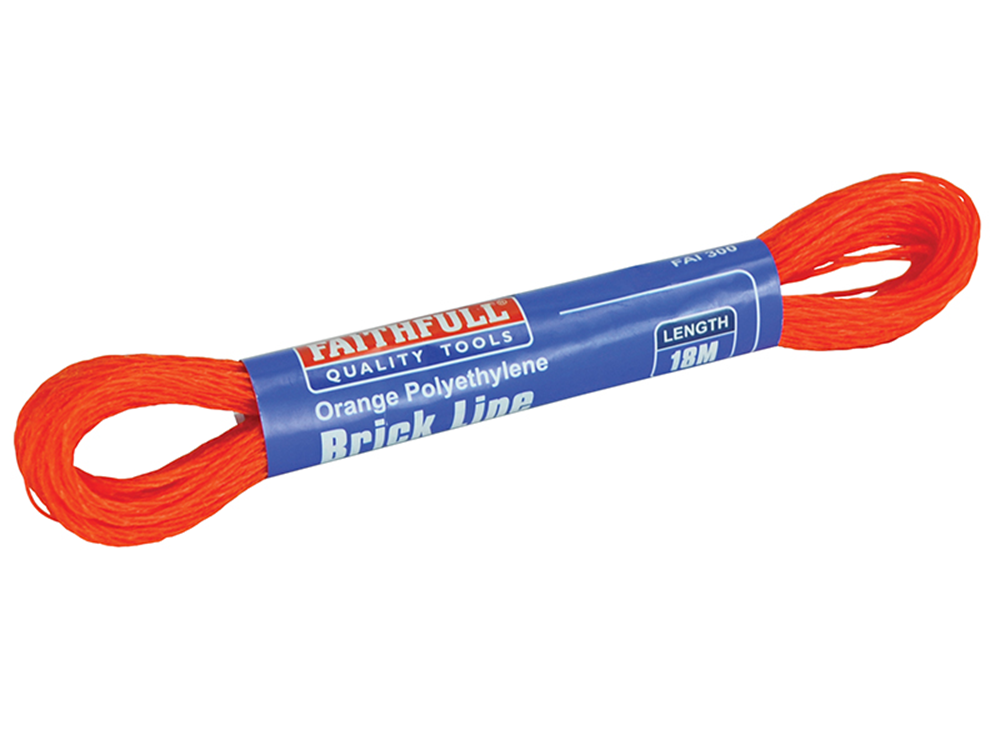 Faithfull FAI300 300 Polyethylene Brick Line 18m (59ft) Orange (Box of 12) |