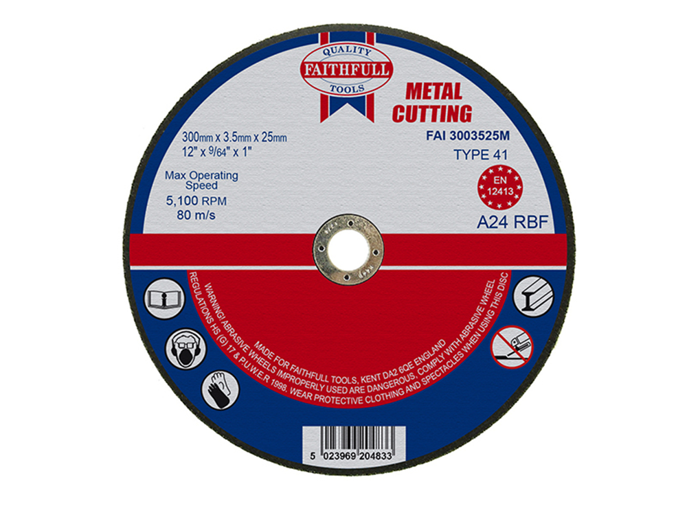 Faithfull FAI3003525M Metal Cut Off Disc 300 x 3.5 x 25.4mm |