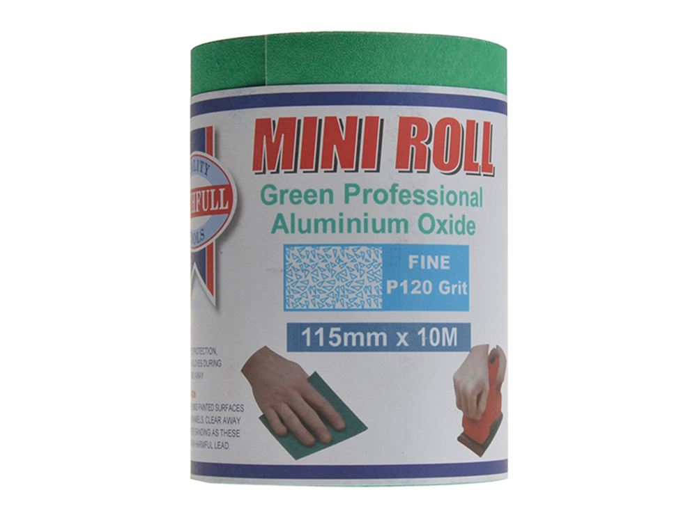 Faithfull FAIAR10120G Aluminium Oxide Sanding Paper Roll Green 115mm x 10m 120G |