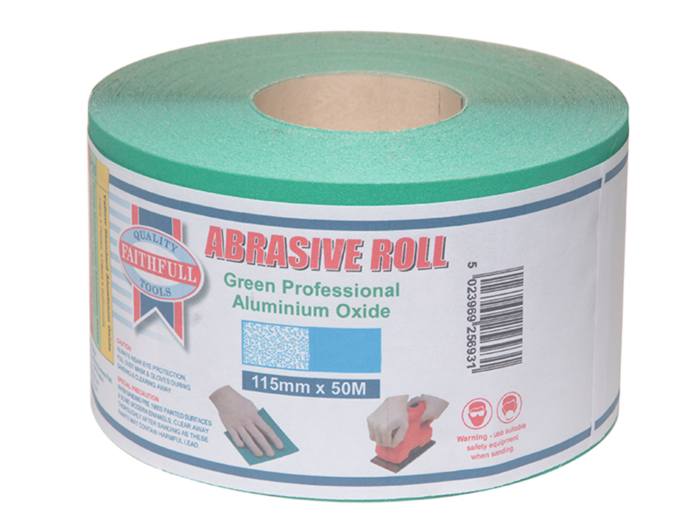 Faithfull FAIAR11540G Aluminium Oxide Sanding Paper Roll Green 115mm x 50m 40G |