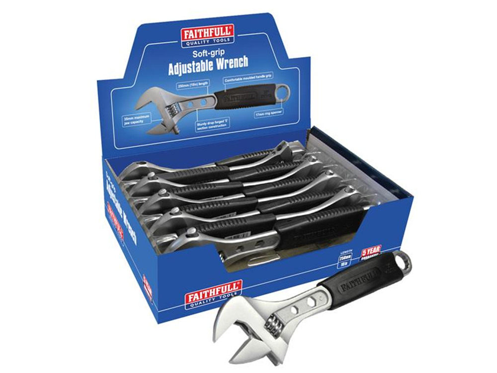 Faithfull FAIAS250CDIS Contract Adjustable Spanner 250mm Display (10) |