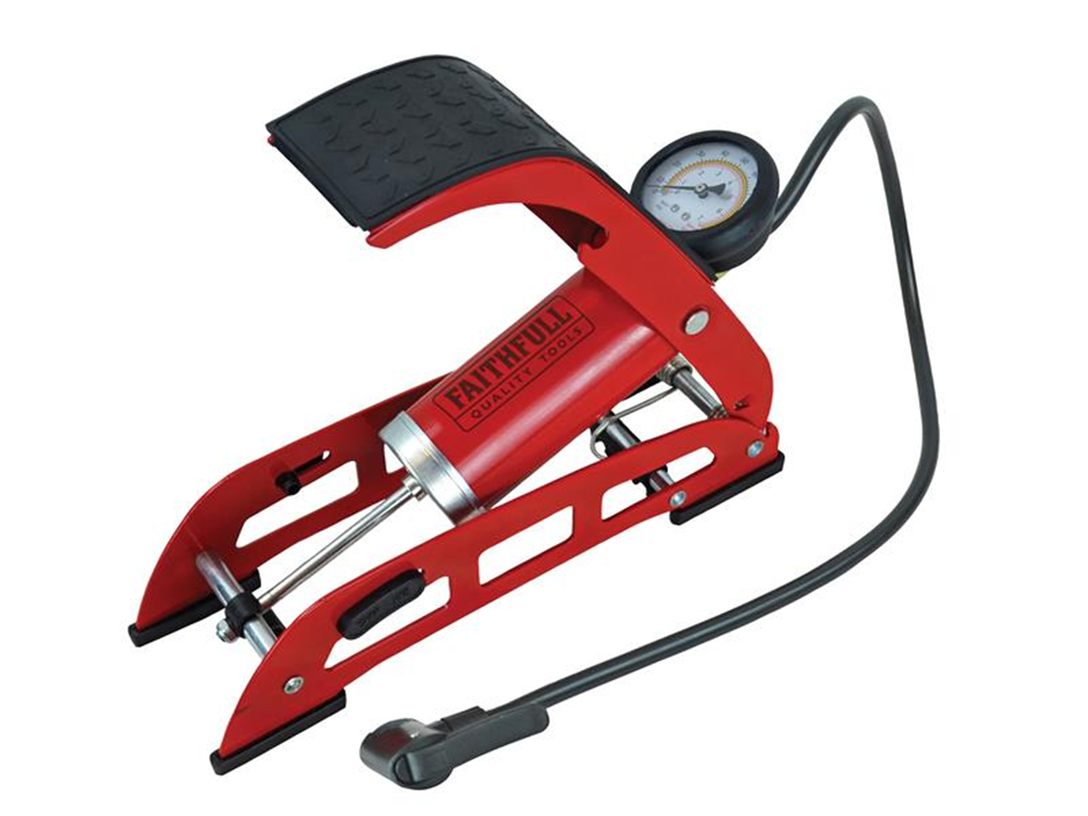 Faithfull FAIAUFPUMP1 Foot Pump Single Cylinder with Gauge |