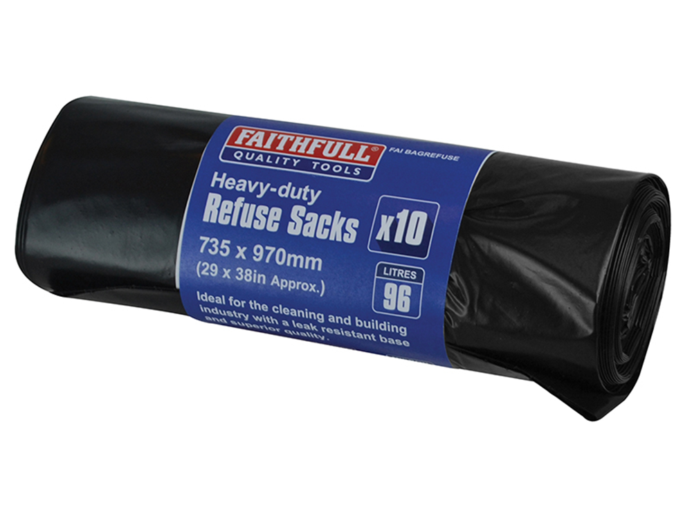 Faithfull FAIBAGREFUSE Heavy-Duty Black Refuse Sacks (10) |