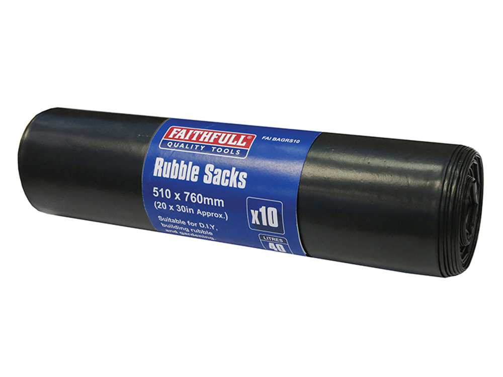 Faithfull FAIBAGRS10 Black Rubble Sacks (10) |