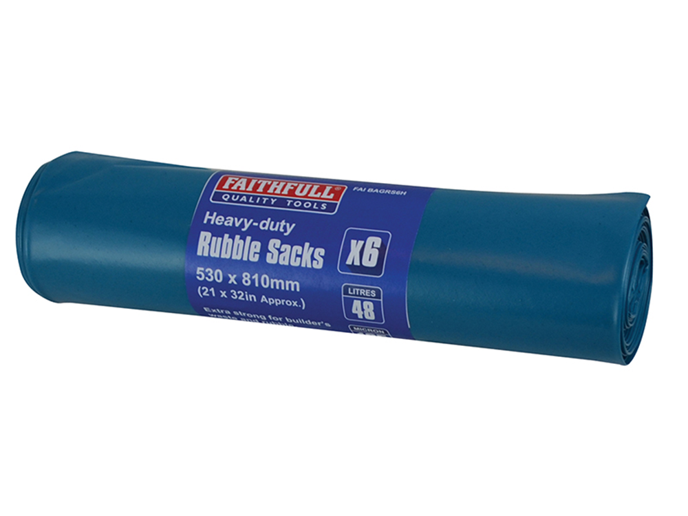 Faithfull FAIBAGRS6H Blue Heavy-Duty Rubble Sacks (6) |