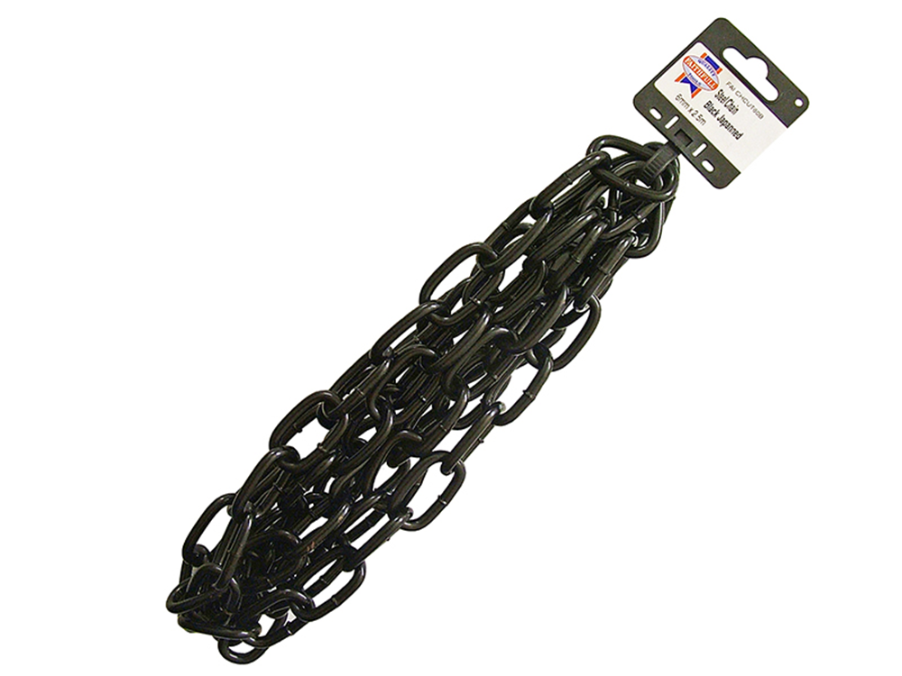 Faithfull FAICHCUT60B Black Japanned Chain 6.0mm x 2.5m - Max Load 250kg |