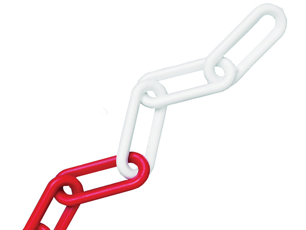 Faithfull FAICHPRW812C Plastic Chain 8mm x 12.5m Red / White |   Red/White