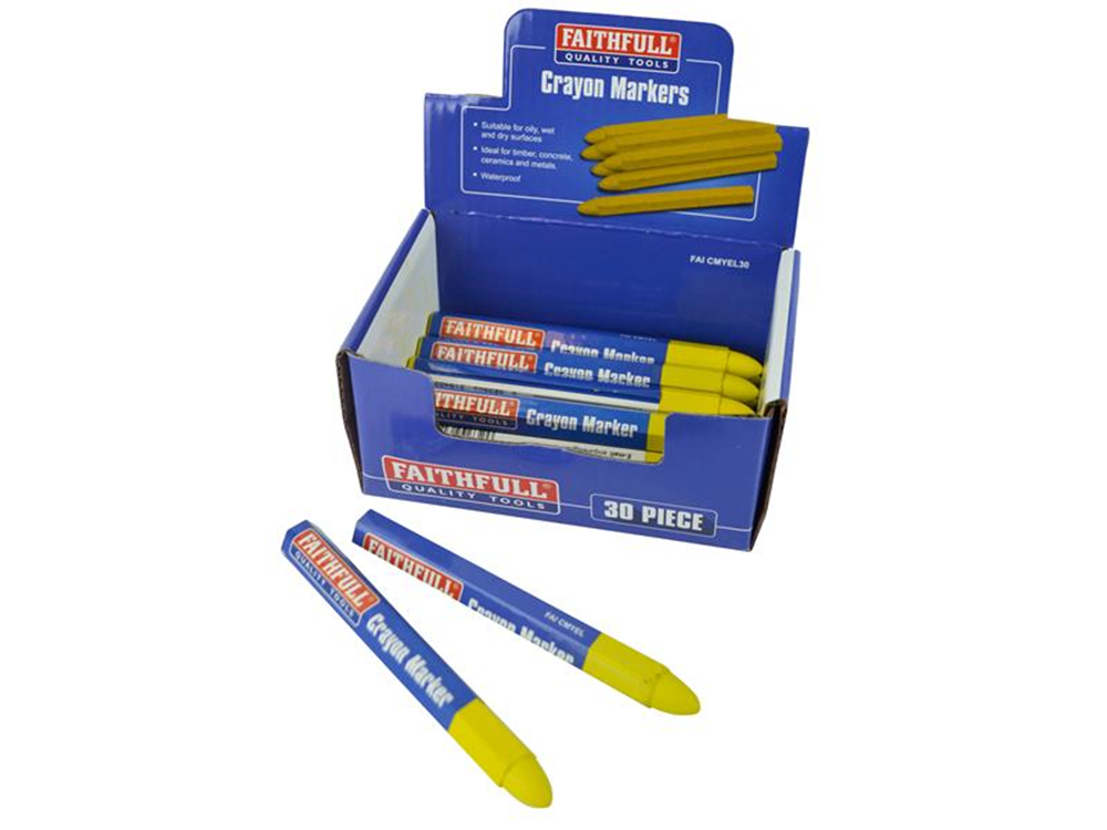 Faithfull FAICMYEL30 Crayon Marker Yellow (CDU of 30) |   Yellow