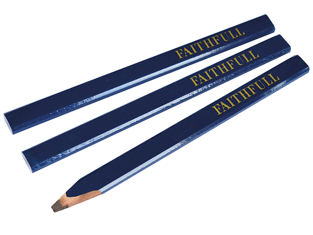 Faithfull FAICPB Carpenter's Pencils - Blue / Soft (Pack of 3) |