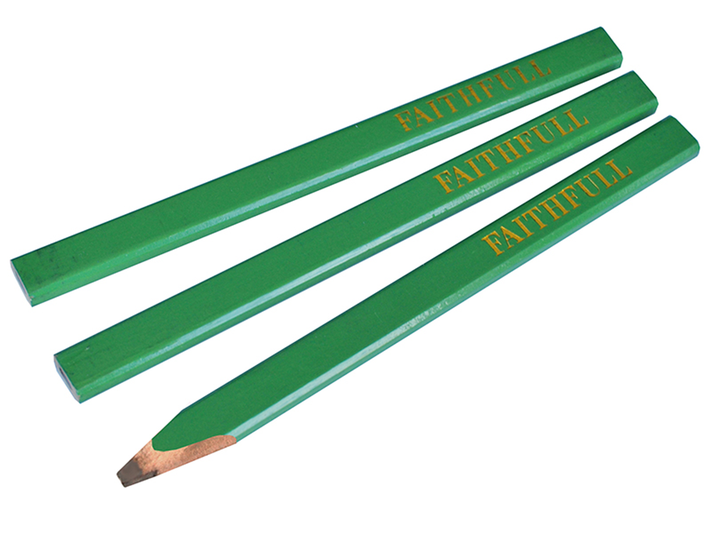Faithfull FAICPG Carpenter's Pencils - Green / Hard (Pack of 3) |