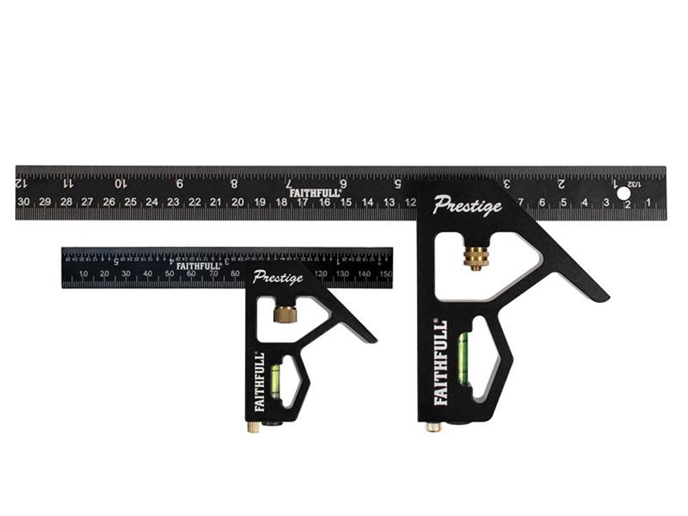 Faithfull FAICS300TCNC Prestige Combination Square Twin Pack 150mm (6in) & 300mm (12in) |