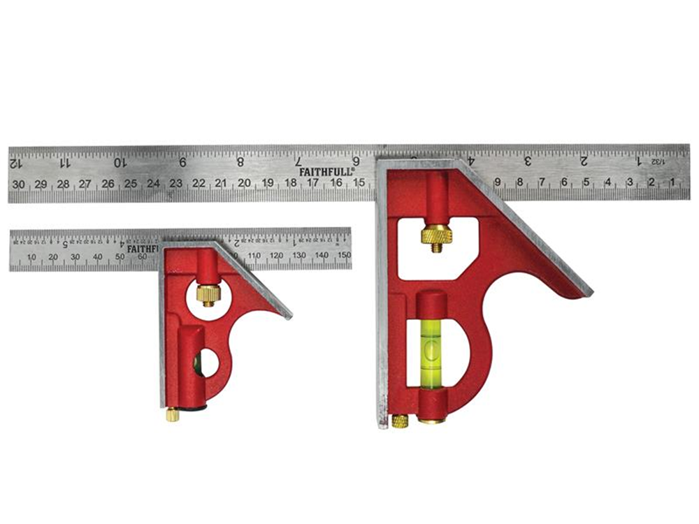 Faithfull FAICS300TP Combination Square Twin Pack 150mm (6in) & 300mm (12in) |