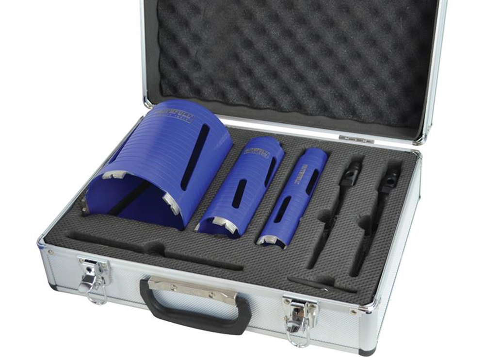 Faithfull FAIDCKIT7 Diamond Core Drill Kit & Case Set of 7 |
