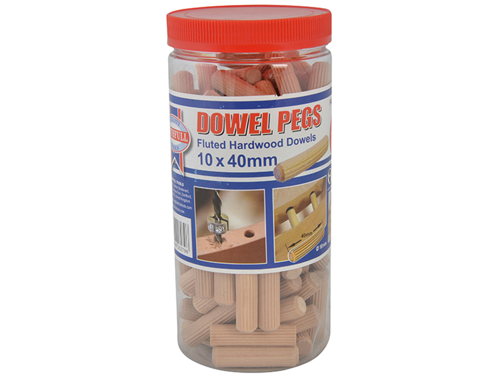 Faithfull FAIDOW10100T Wood Dowels Fluted 40 x 10mm (Tub 100) |
