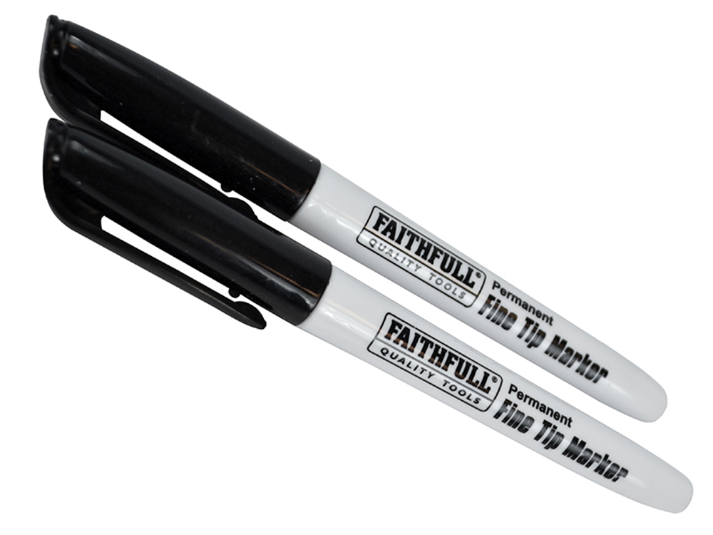 Faithfull FAIFTMBLK2 Fibre Tip Marker Pen Black (Pack of 2) |