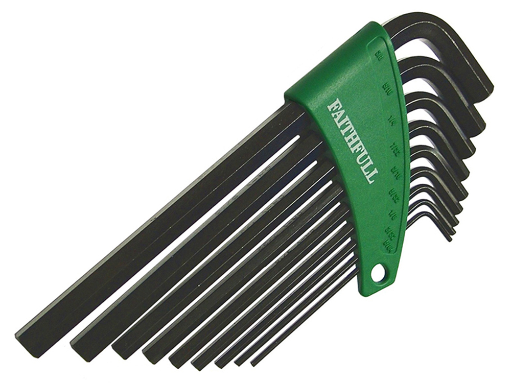 Faithfull FAIHKS9AFL Long Arm Hexagon Key Set, 9 Piece (5/64 - 3/8in) |