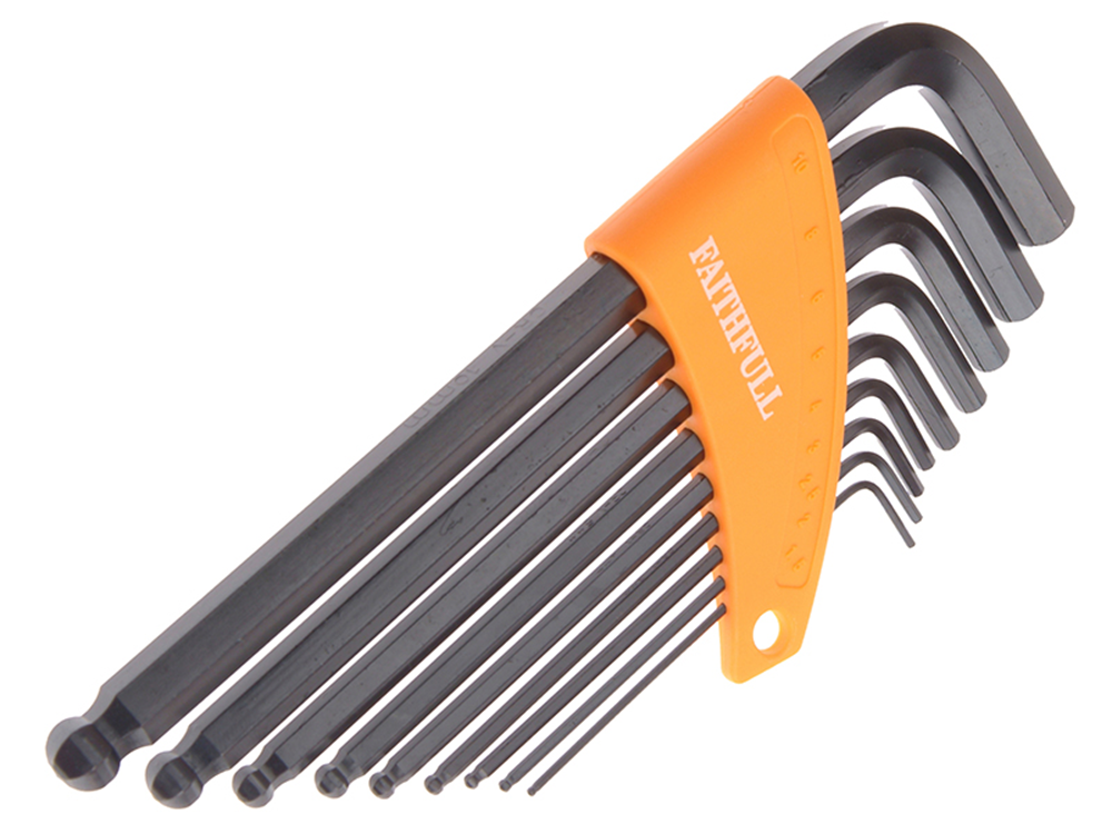 Faithfull FAIHKS9MLB Ball End Long Arm Hexagon Key Set, 9 Piece (1.5-10mm) |
