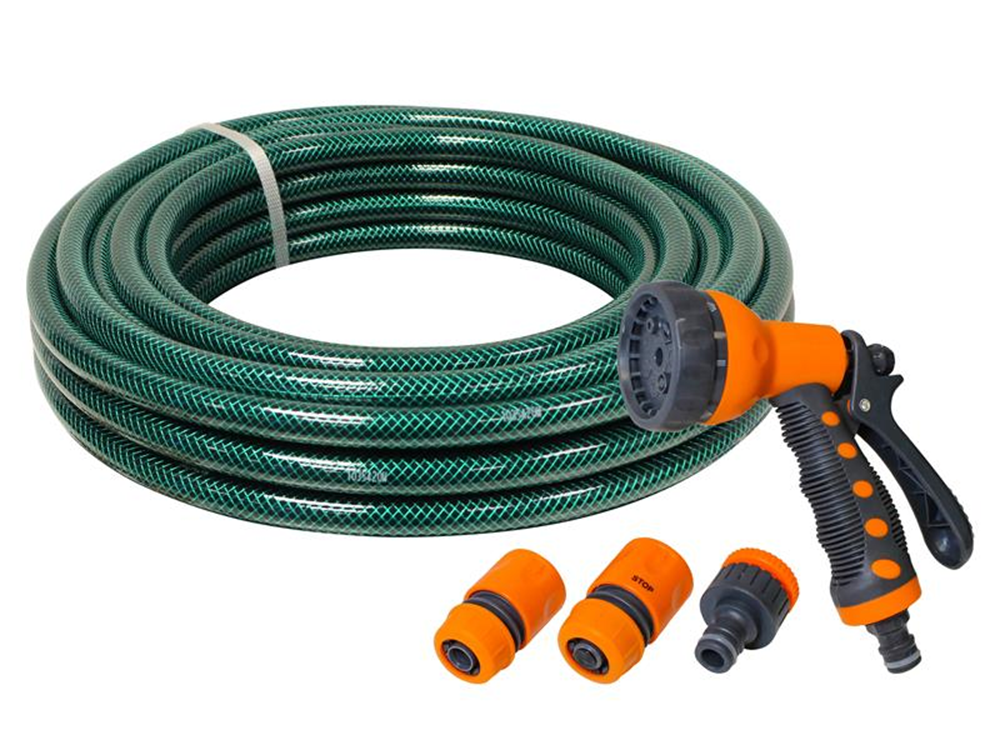 Faithfull FAIHOSE20AV PVC Garden Hose 20m with Fittings & Spray Gun |