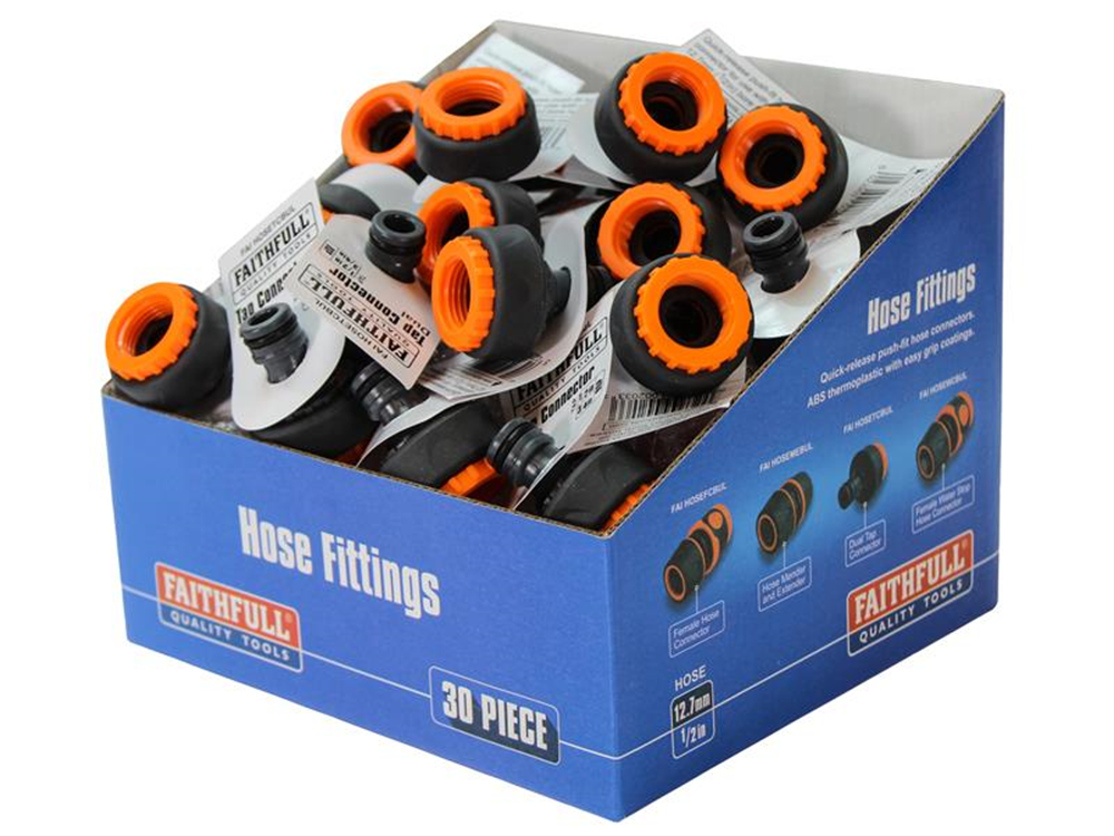 Faithfull FAIHOSETCBUL Plastic Tap Hose Connector 1/2 & 3/4in (Box 30) |