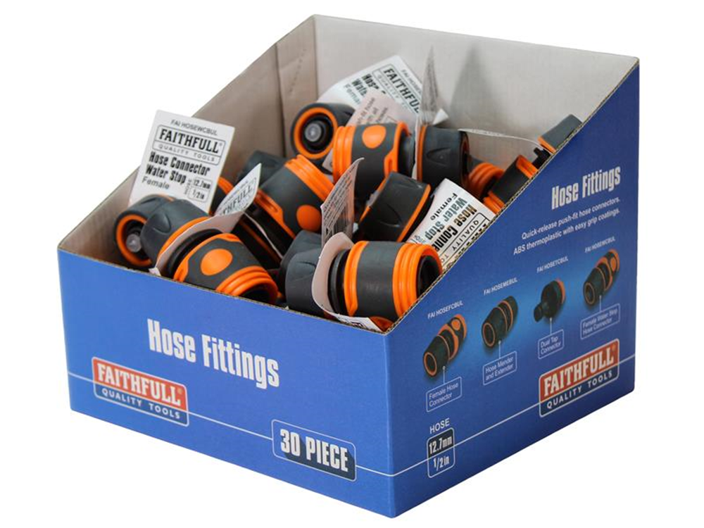 Faithfull FAIHOSEWCBUL Plastic Water Stop Hose Connector 1/2in (Box 30) |