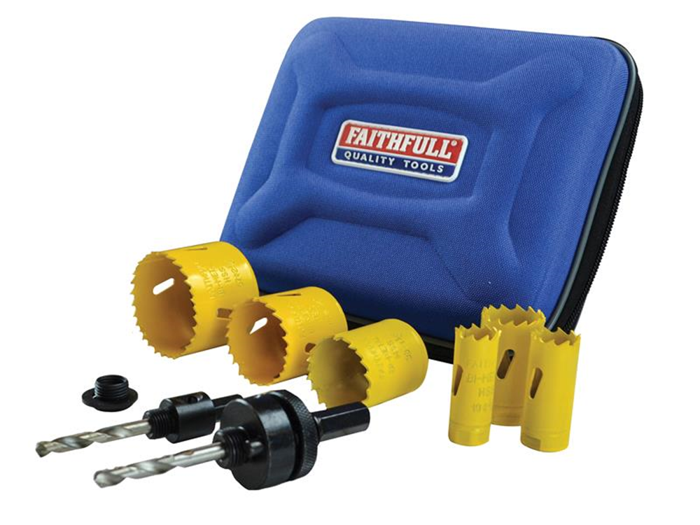 Faithfull FAIHSKE Universal Varipitch Holesaw Electrician's Kit 9 Piece 16-51mm |