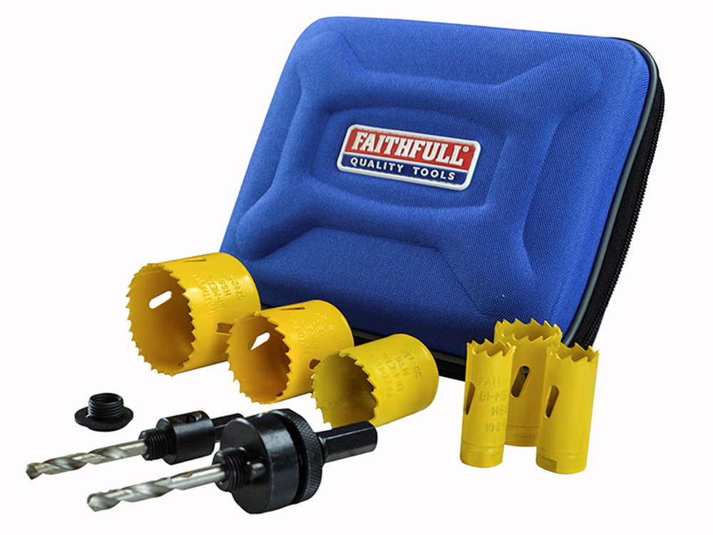 Faithfull FAIHSKP Universal Varipitch Holesaw Plumber's Kit 9 Piece 19-57mm |