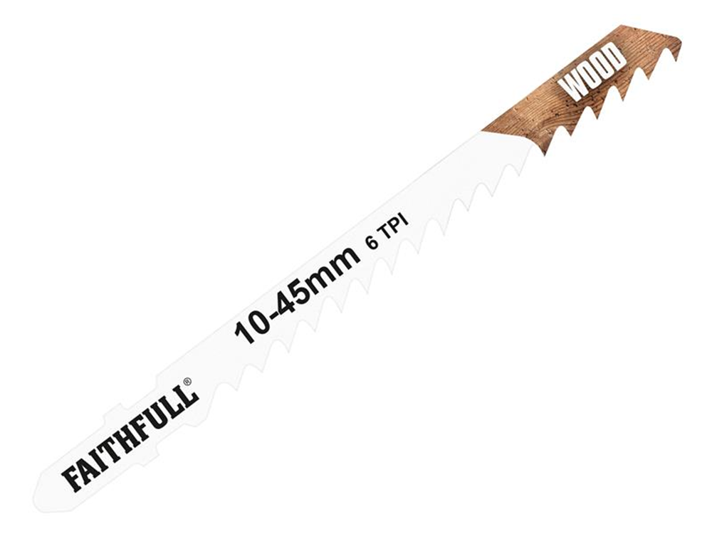 Faithfull FAIJBT101D Wood Jigsaw Blades Pack of 5 T101D |