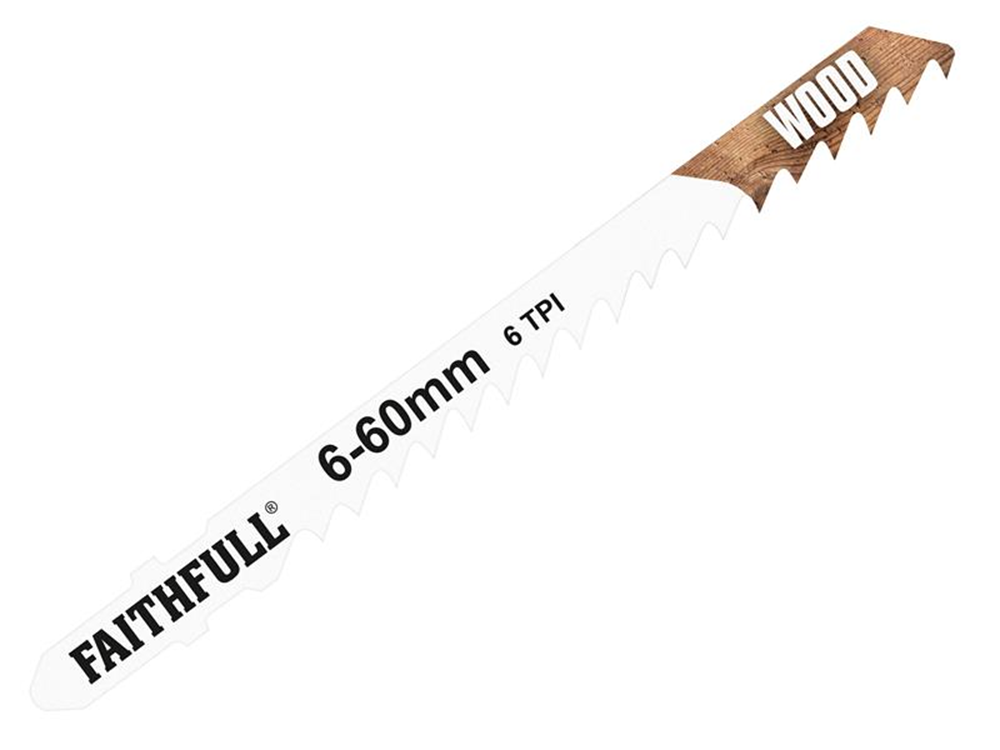 Faithfull FAIJBT101DP Wood Jigsaw Blades Pack of 5 T101DP |