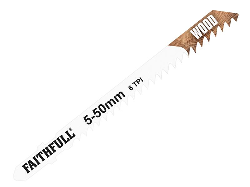 Faithfull FAIJBT144D Wood Jigsaw Blades Pack of 5 T144D |