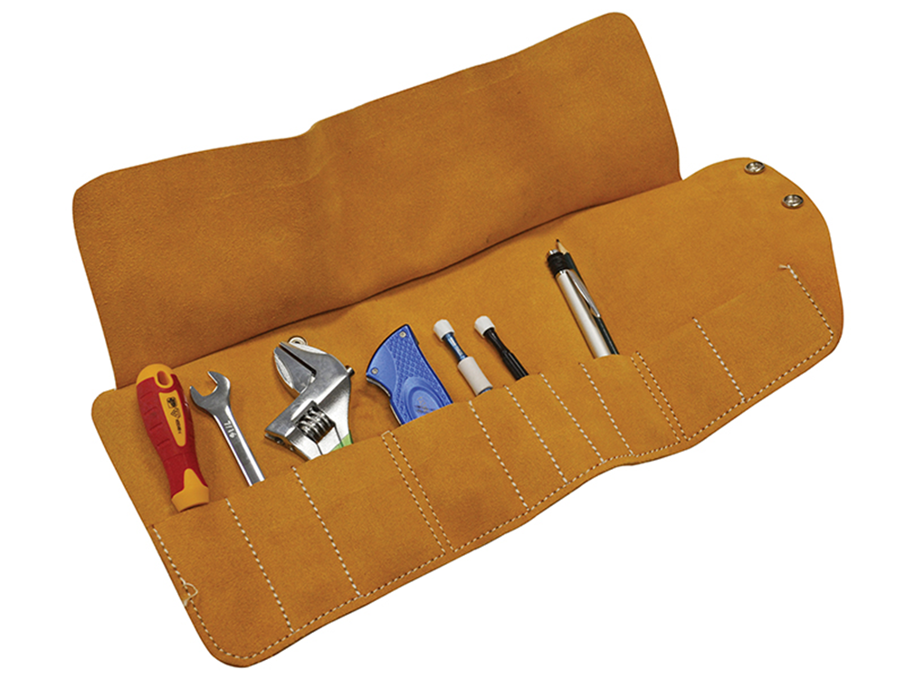 Faithfull FAILTR10 10 Pocket Leather Tool Roll 48 x 27cm |